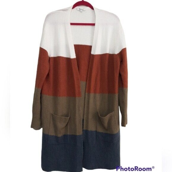 Madewell open cardigan women Knit  striped sweater M wool festival soft cozy y2k - Picture 7 of 7